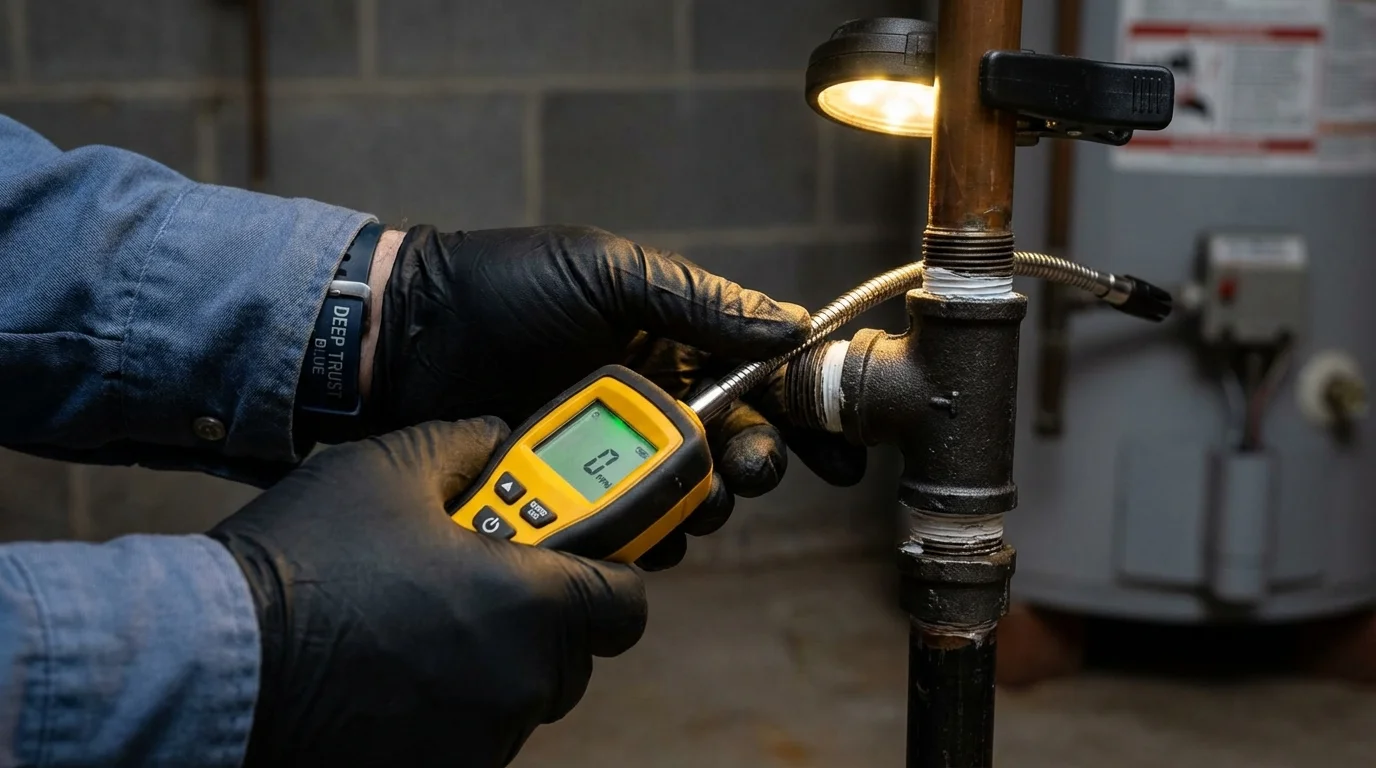 Gas leak detection with electronic sniffer by Johns Plumbing LLC in Hershey