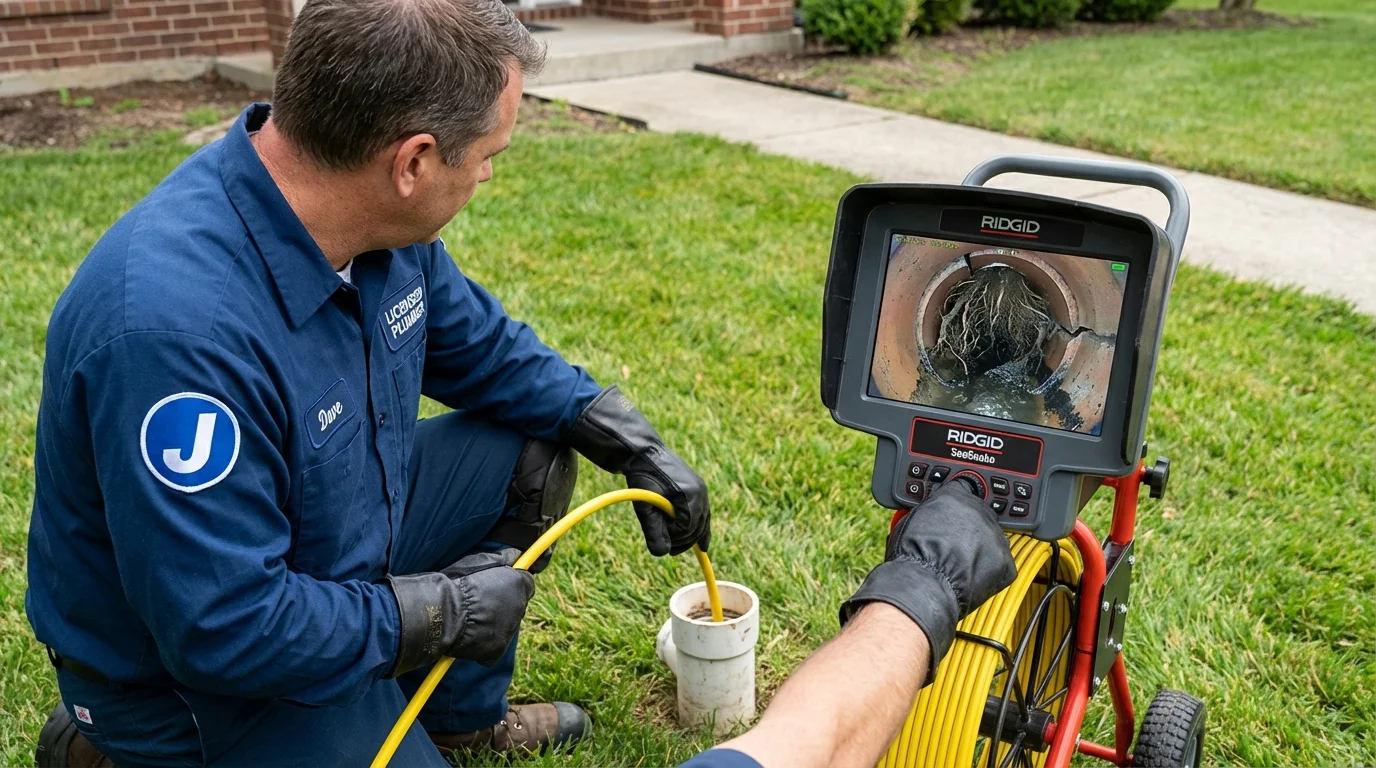 Sewer camera inspection being performed by Johns Plumbing LLC in Hershey